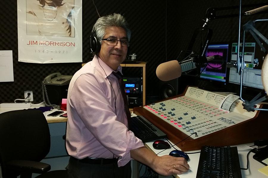 Spanish teacher, Mario Montano prepares for his weekly radio show, Exitos Musicales, at Big Horn Mountain Radio Network. Tune in 92.7 FM The Eagle every Thursday night 7-8 p.m. to listen to Exitos Musicales. 