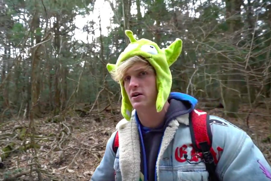 YouTuber Logan Paul stands near the body of a victim in Suicide Forest in Fujikawaguchiko, Japan during his blog. (Photo courtesy YouTube)